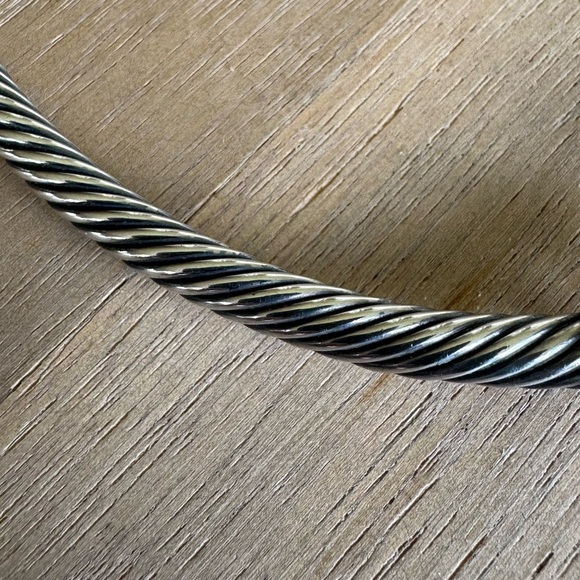 14K Gold and Silver Twisted Rope Choker Necklace - Picture 8 of 10